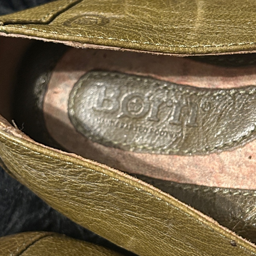 BORN Women's Adelisa Flower Green Full-Grain Leather Flats Sz 11 - Picture 10 of 15